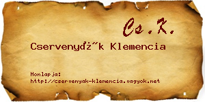 Cservenyák Klemencia névjegykártya
